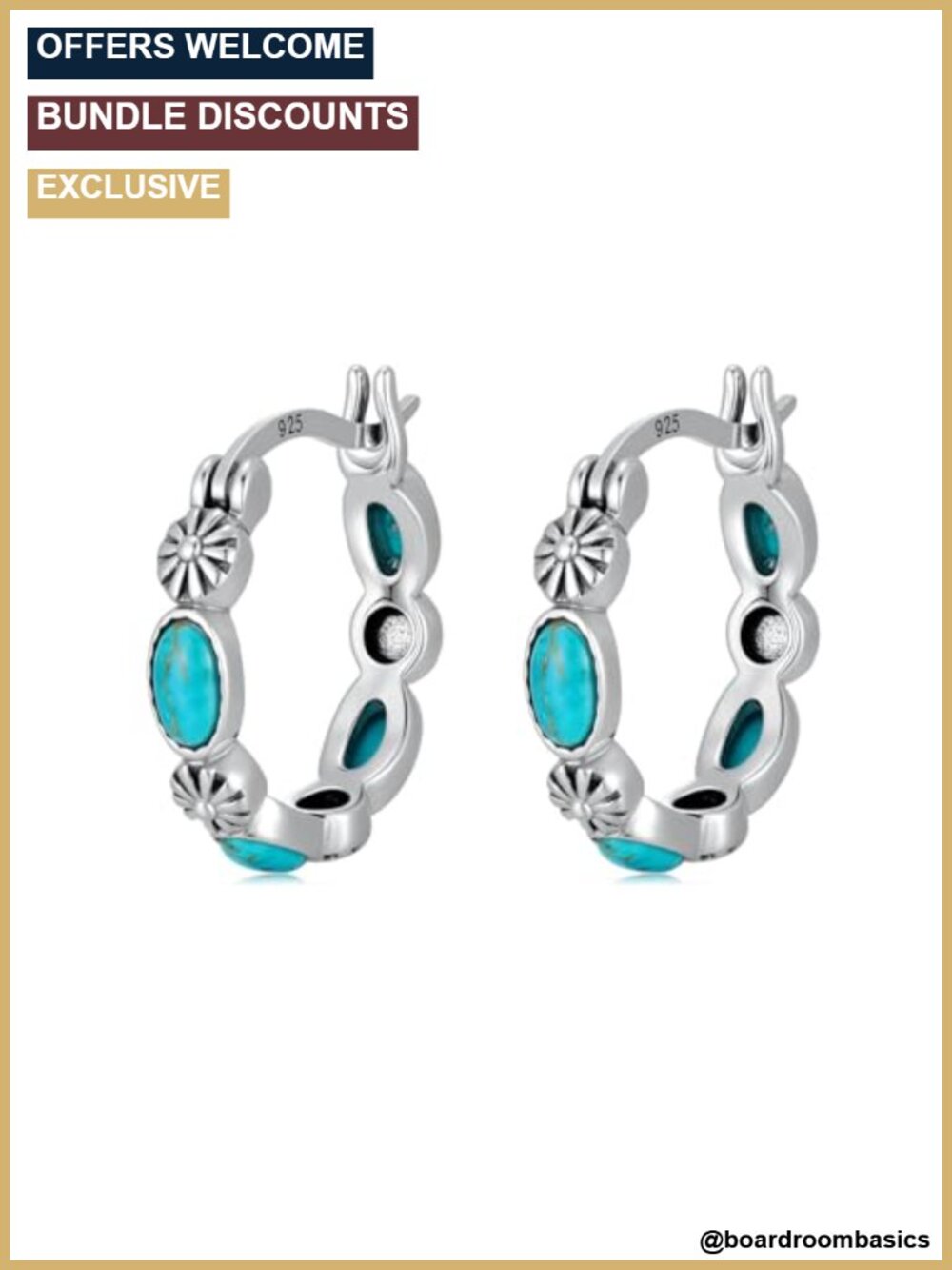 Natural Turquoise Oval Drop Dangle Earrings 925 Sterling Silver Boho Statement